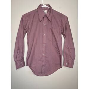 1970s Fleetline Mauve Purple Perma Cowboy Western Rodeo Disco Dagger Shirt S